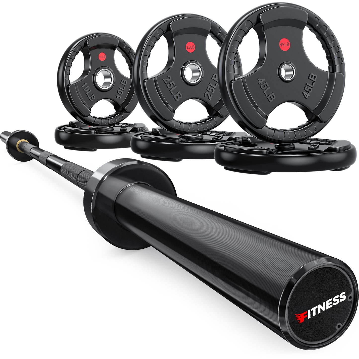 160LB Weights Plates + 7ft Olympic Barbell (black)
