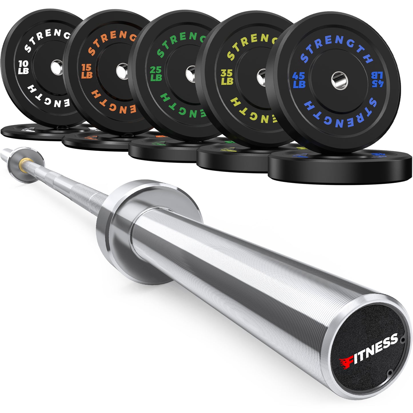 260LB Weights Plates + 7ft Olympic Barbell (Silver)