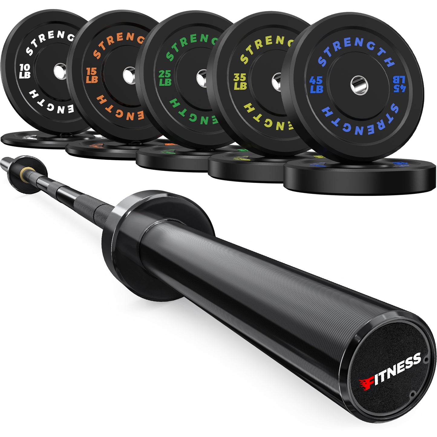 260LB Weights Plates + 7ft Olympic Barbell (black)
