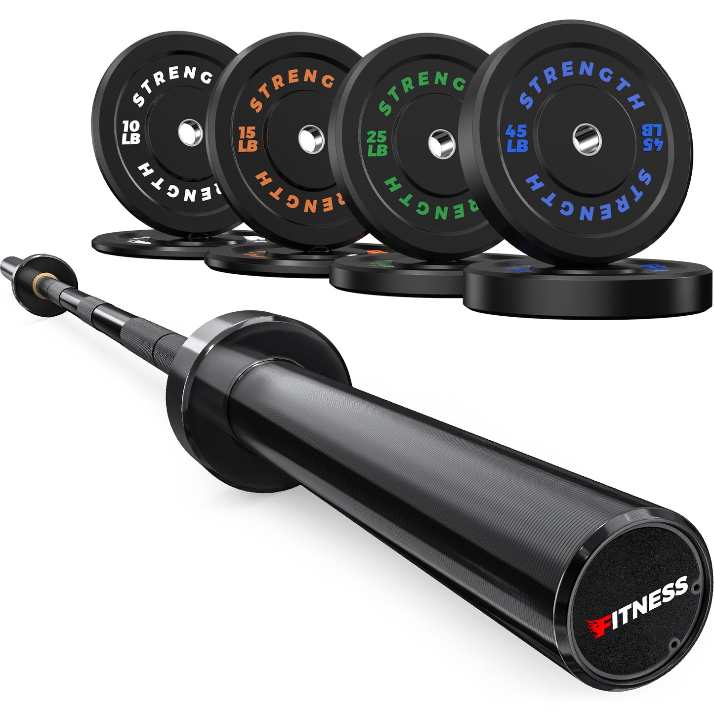 190LB Weights Plates + 7ft Olympic Barbell (black)