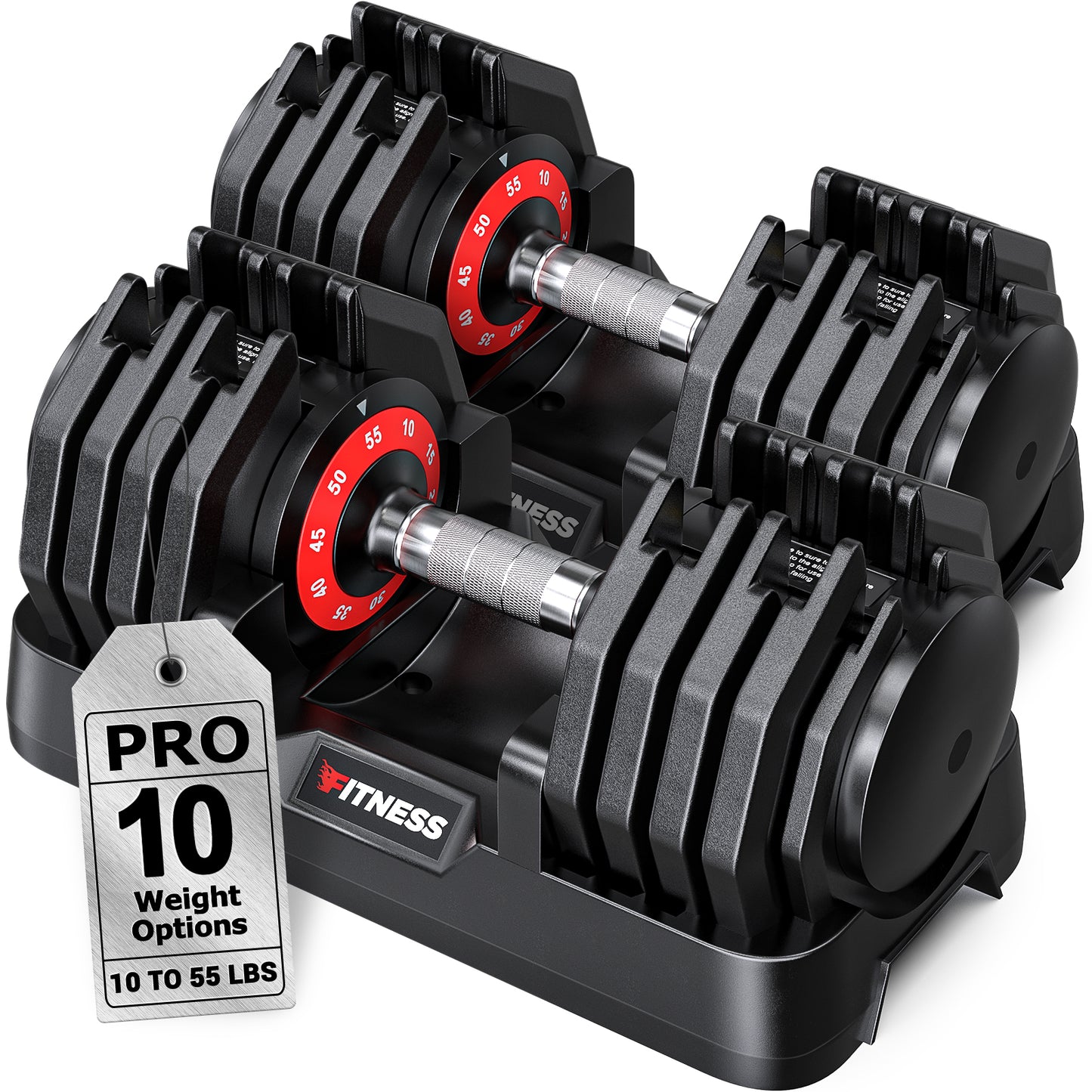 10-in-1  55lbs Adjustable Dumbbells Set