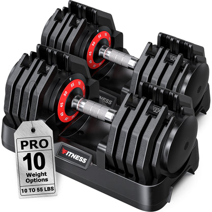 10-in-1  55lbs Adjustable Dumbbells Set