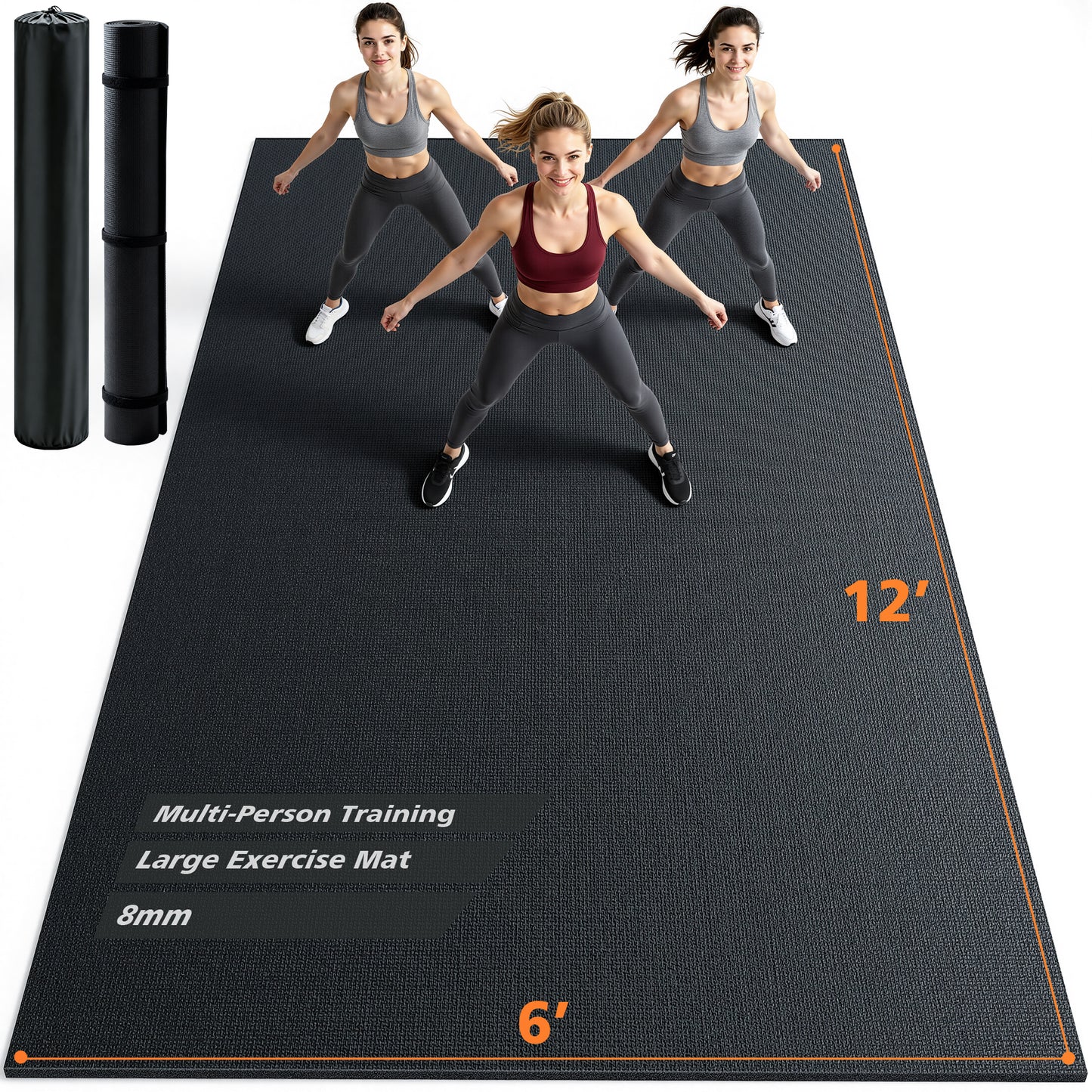 Large Exercise Mat for Home Gym, 12'x6'