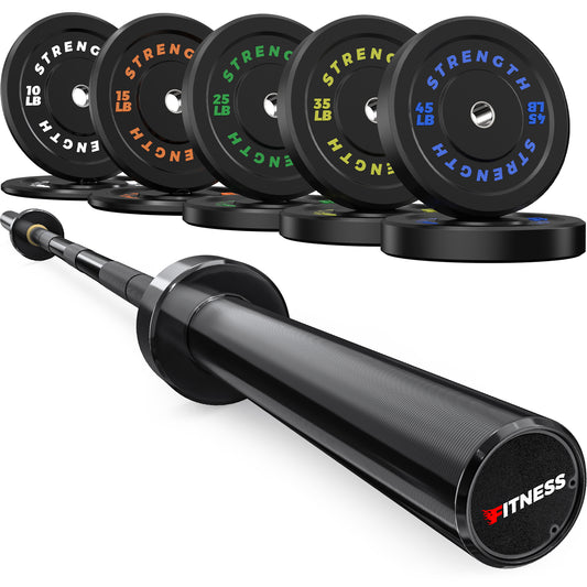 260LB Weights Plates + 7ft Olympic Barbell (black)