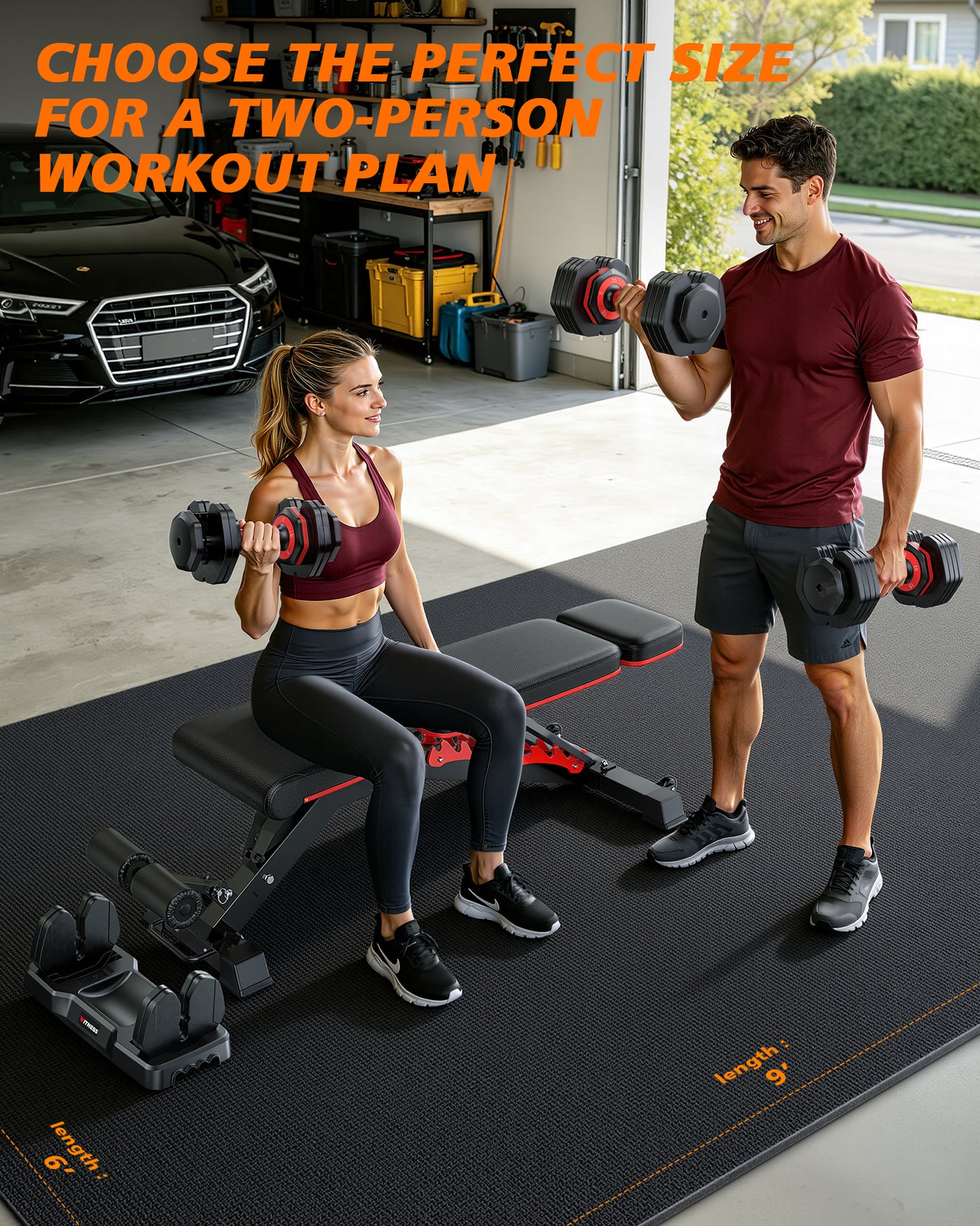 Large Exercise Mat for Home Gym, 9'x6'