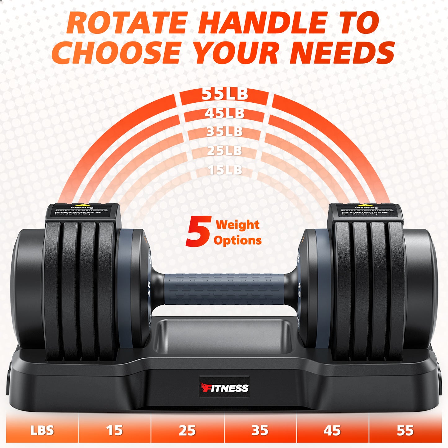 5 Weights-55LB Adjustable Dumbbells