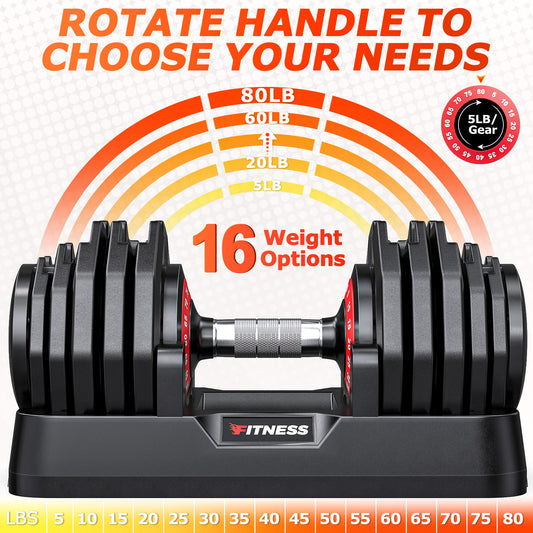 16 in 1 Adjustable Dumbbells-80LB Pair