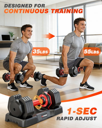 55 lbs Adjustable Dumbbells Set - 5 Weights