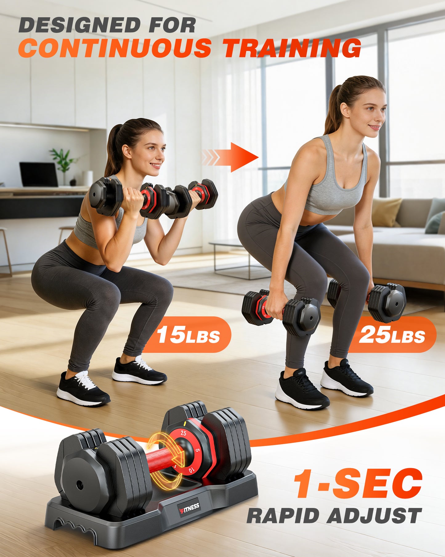 25 lbs Adjustable Dumbbells Set - 5 Weights