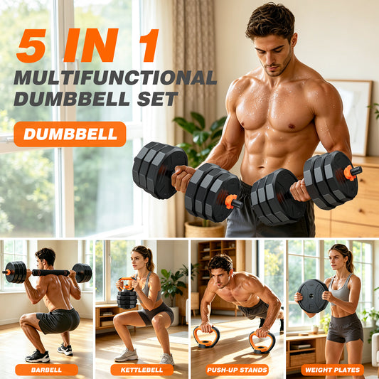 Rendpas 5-in-1 Adjustable Dumbbell Set 44LB, Free Weights for Home Gym