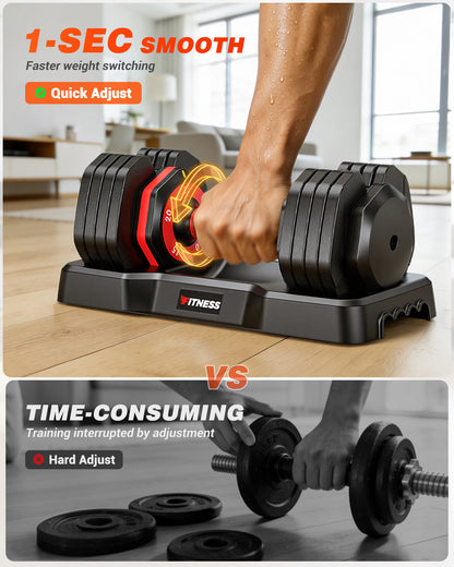 25 lbs Adjustable Dumbbells Set - 5 Weights