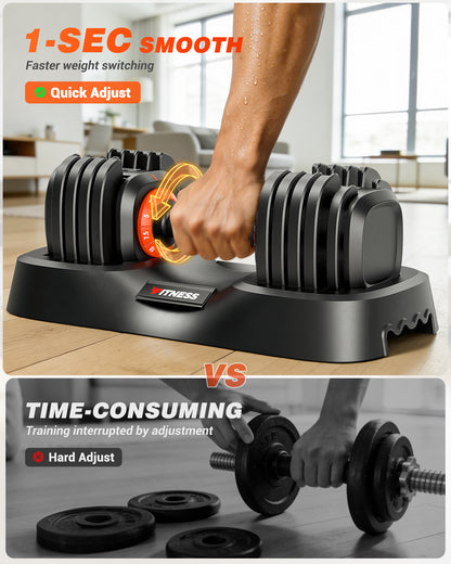 25 lbs Adjustable Dumbbells Set - 10 Weights