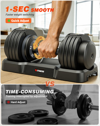 55 lbs Adjustable Dumbbells Set - 5 Weights