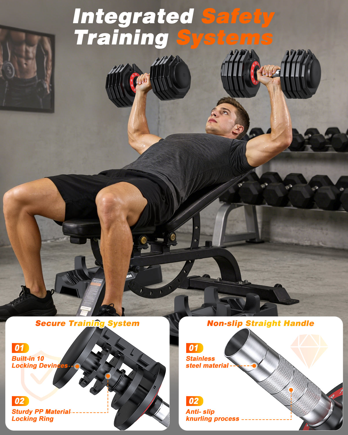 10-in-1  55lbs Adjustable Dumbbells Set