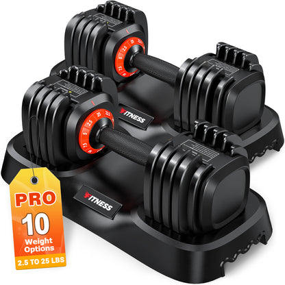 25 lbs Adjustable Dumbbells Set - 10 Weights