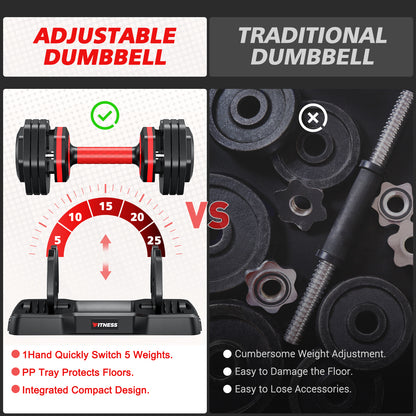 5 Weights-25LB Adjustable Dumbbells