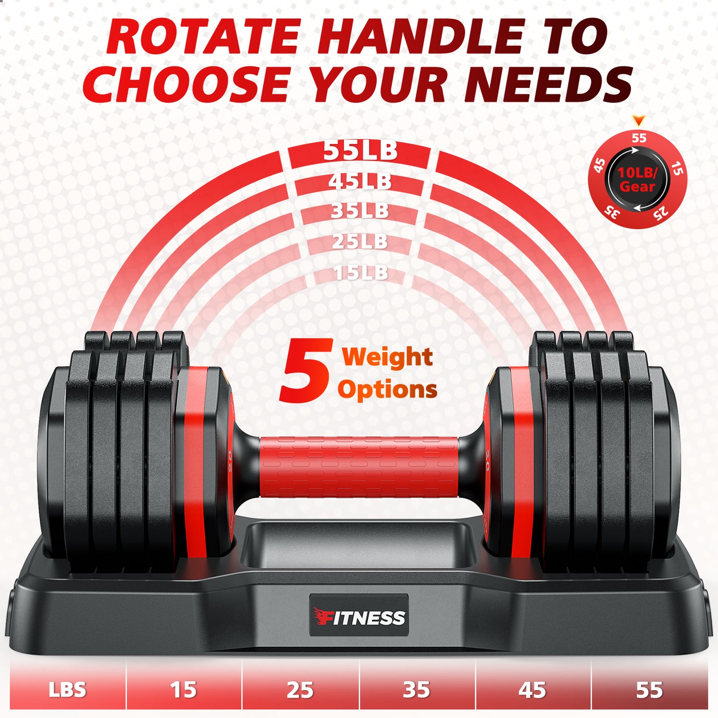 5 Weights Adjustable Dumbbells