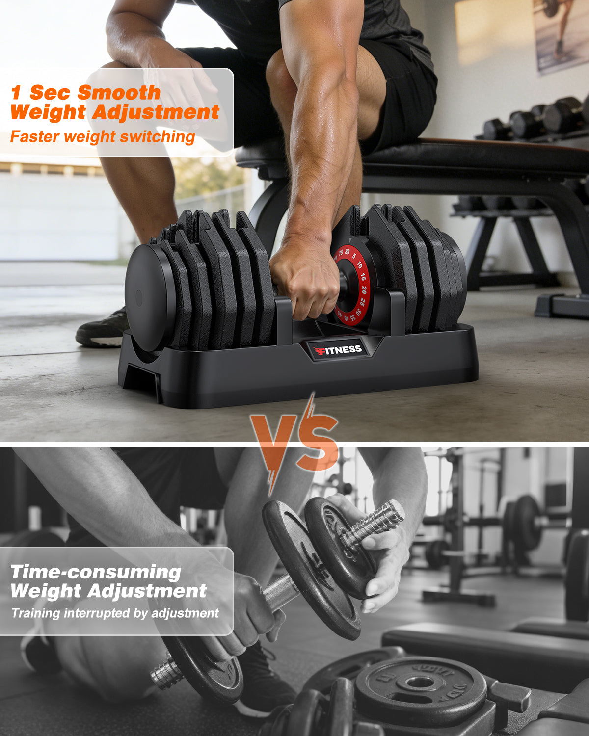 80lbs Adjustable Dumbbells Set with Bench