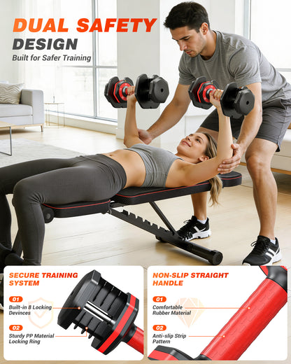 55 lbs Adjustable Dumbbells Set - 5 Weights