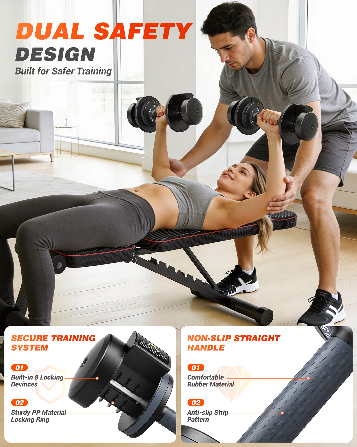 55 lbs Adjustable Dumbbells Set - 5 Weights