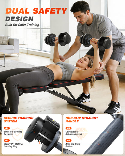 55 lbs Adjustable Dumbbells Set - 5 Weights