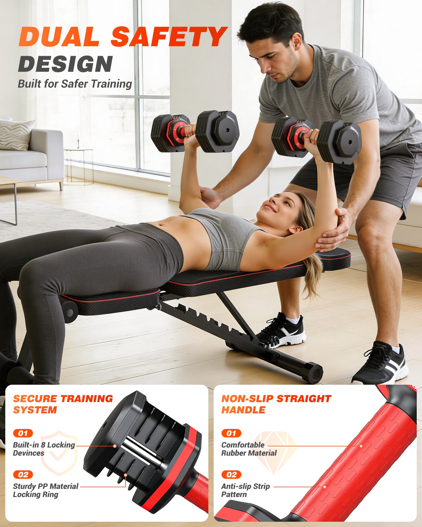 25 lbs Adjustable Dumbbells Set - 5 Weights
