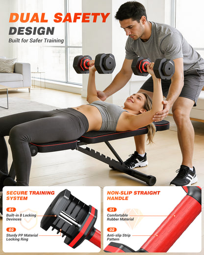 25 lbs Adjustable Dumbbells Set - 5 Weights