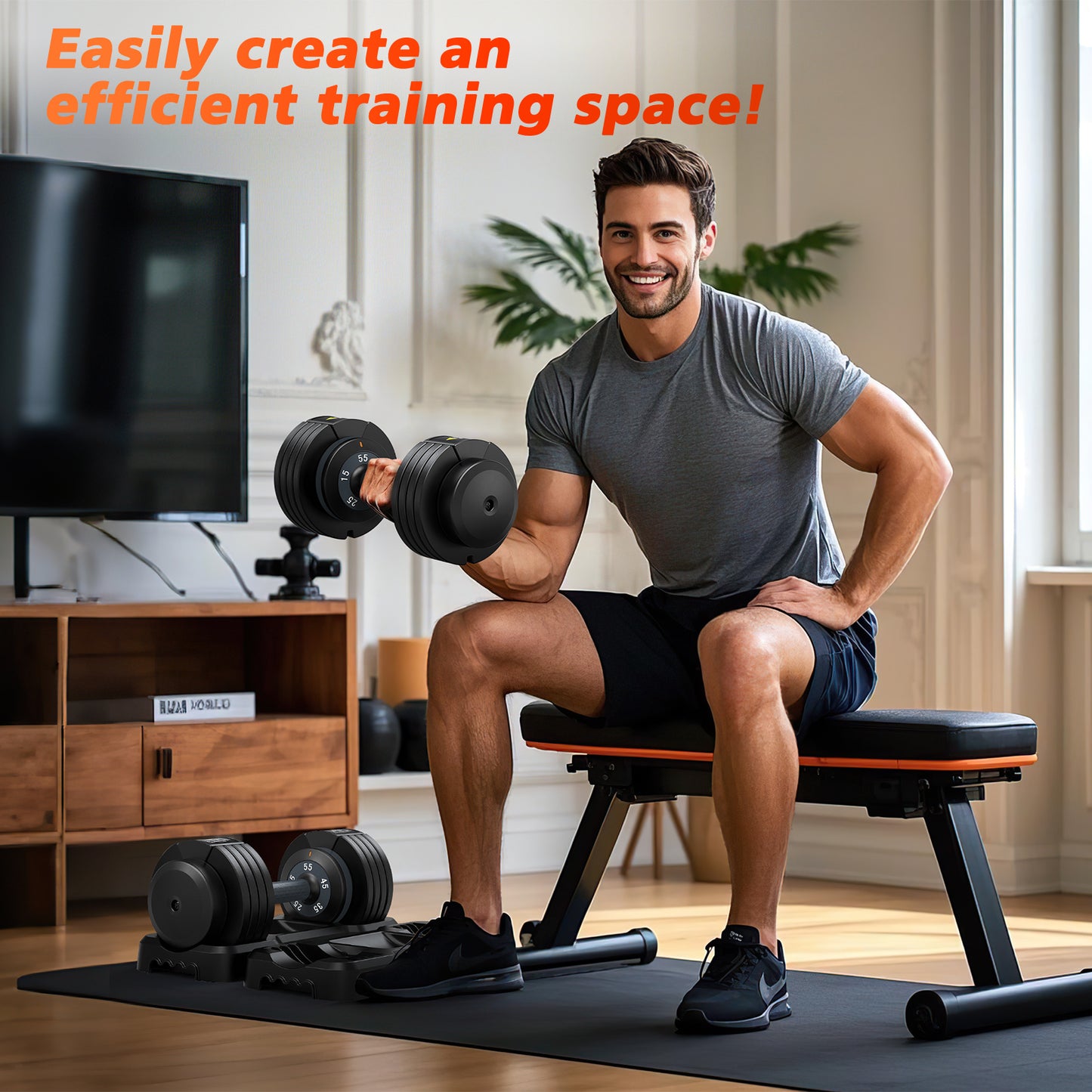 5 Weights-55LB Adjustable Dumbbells