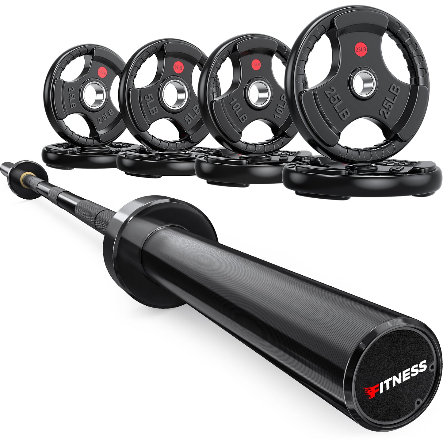 85LB Weights Plates + 7ft Olympic Barbell (black)