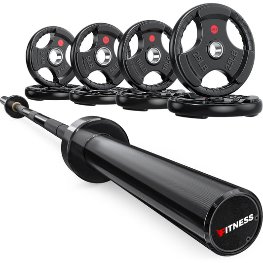 85LB Weights Plates + 7ft Olympic Barbell (black)