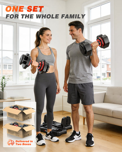 55 lbs Adjustable Dumbbells Set - 5 Weights