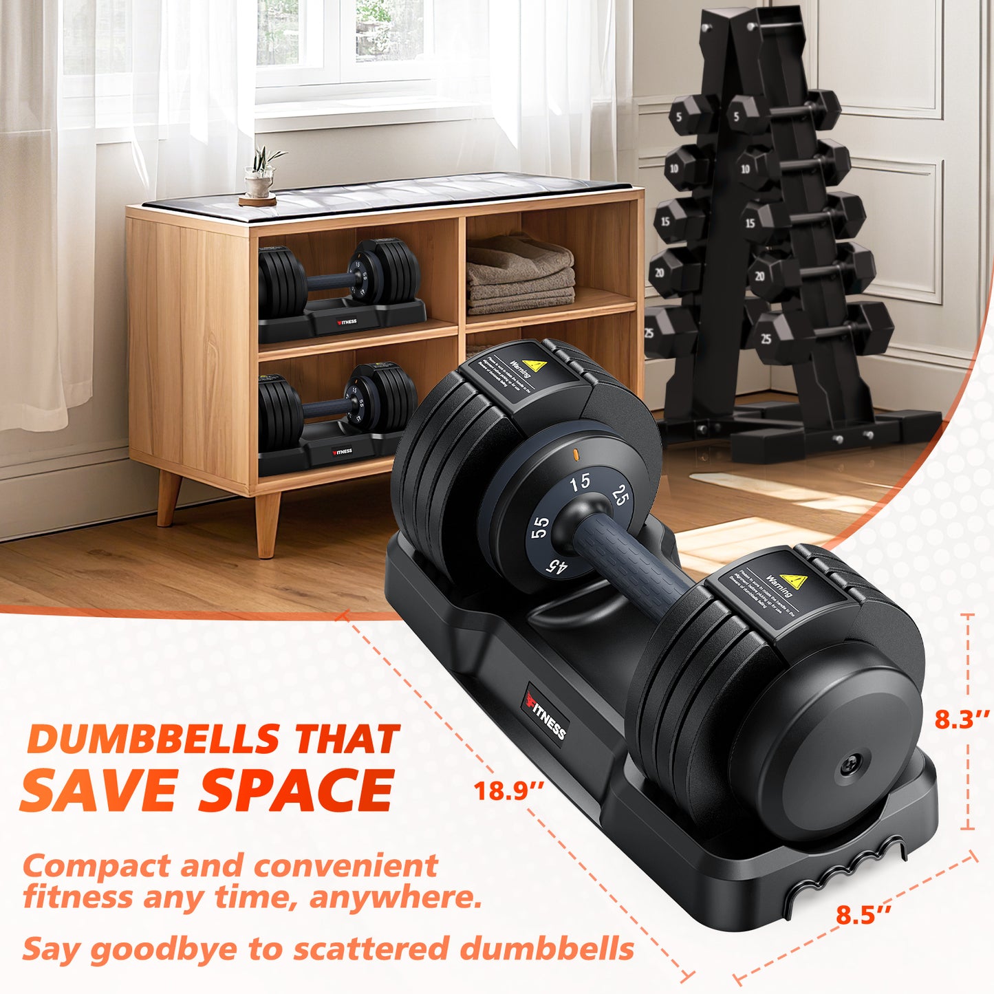 5 Weights-55LB Adjustable Dumbbells