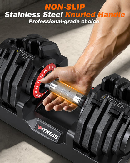 80lbs Adjustable Dumbbells Set with Bench