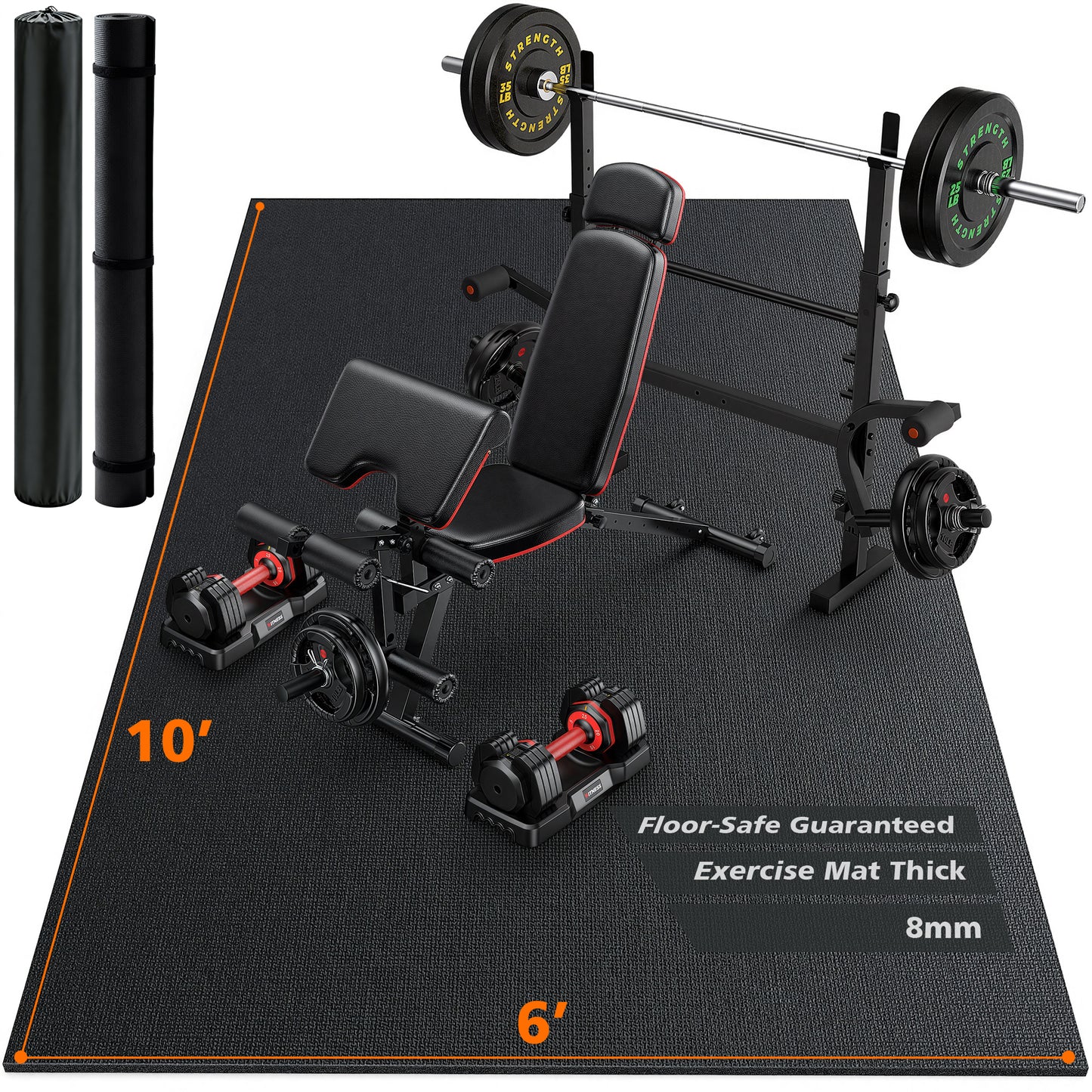 Large Exercise Mat for Home Gym, 10'x6'